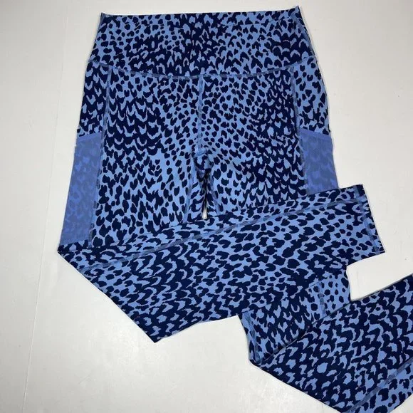 Fabletics On-The-Go PowerHold High-Waisted Legging Womens Blue Marina Sahara L - Picture 1 of 10